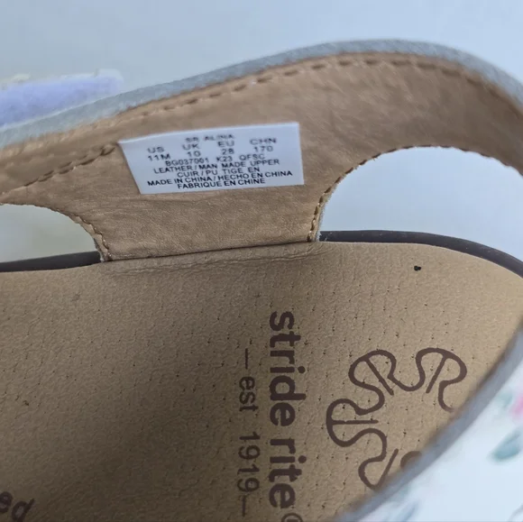 Stride Rite White Floral Kids Sandals 11 Toddler - Picture 6 of 7